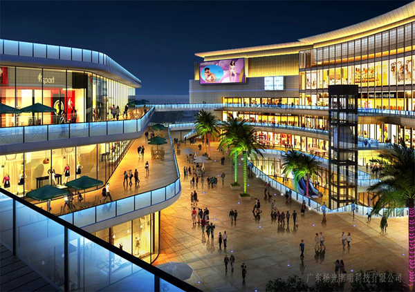 遠成中心內街夜景燈光亮化效果圖