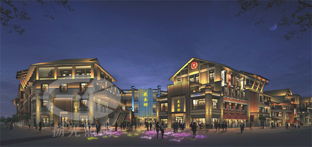 風情商業街照明設計效果圖一